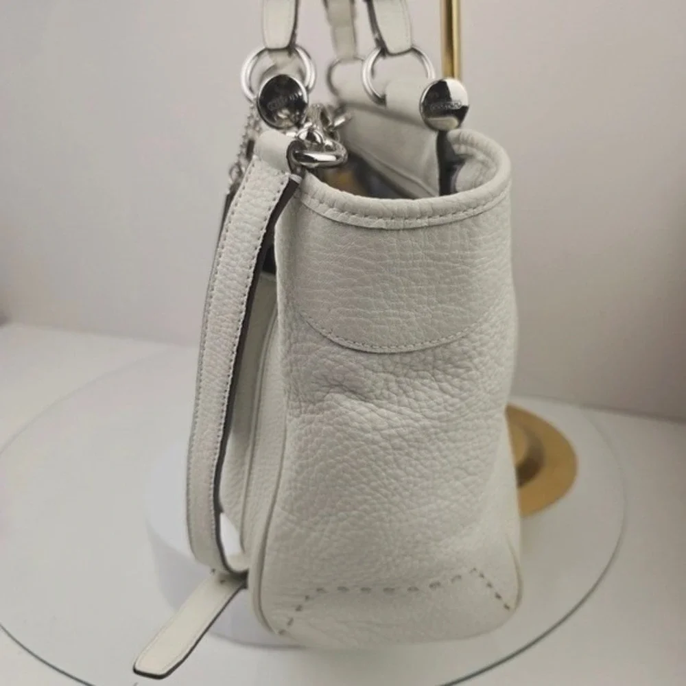 Coach Pinnacle Louisa Satchel Shoulder Bag Leather White Crossbody